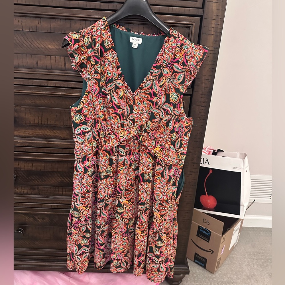 J. Crew Factory Floral Chiffon Dress Size 14